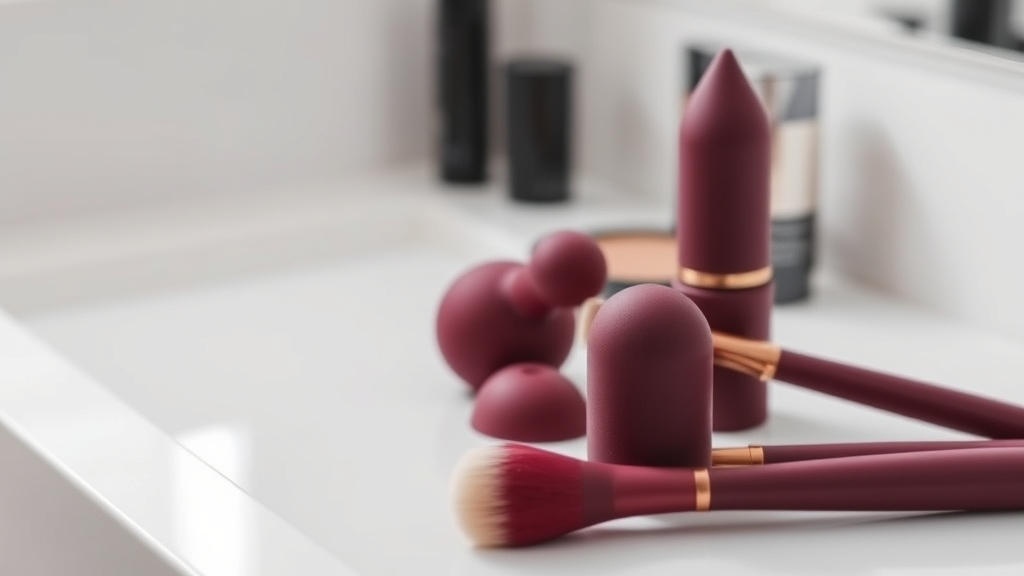 Aplicadores de silicona para base de maquillaje en ambiente minimalista