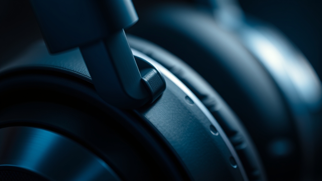 Detalle de materiales premium en auriculares de alta gama