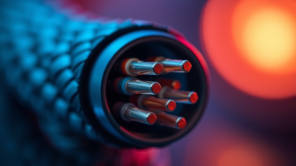 Detalle interno de un cable de datos de alta calidad con blindaje