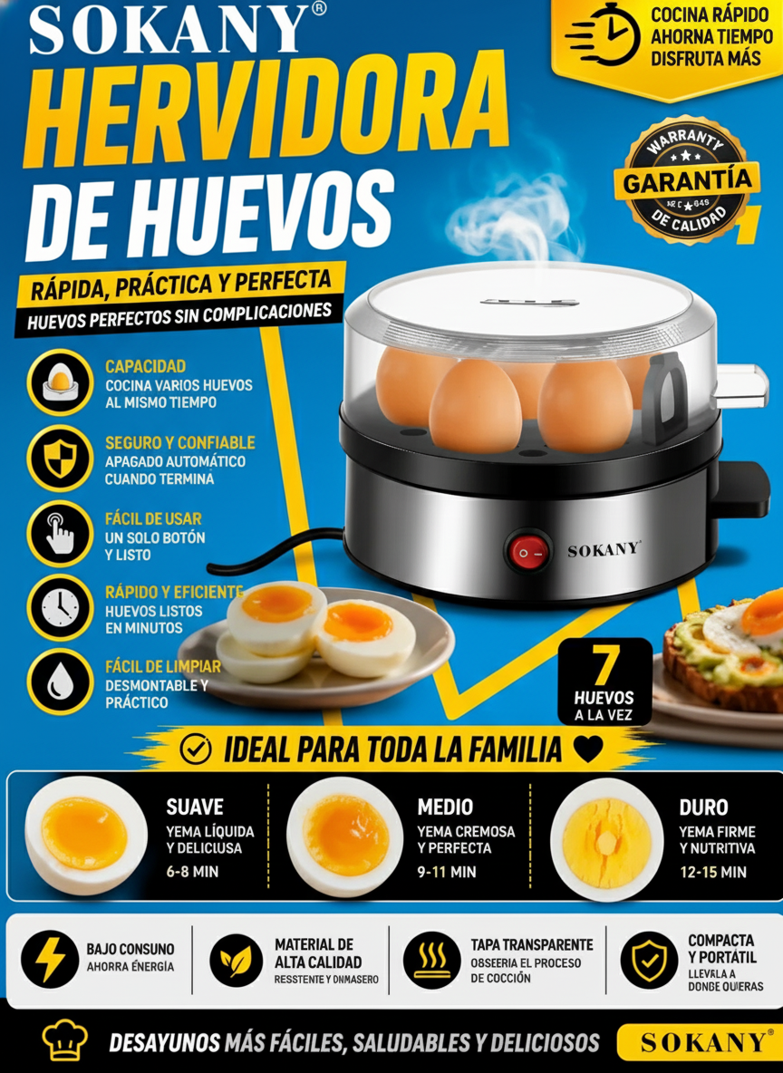 HERVIDOR DE HUEVOS SOKANY 7 PUESTOS 2