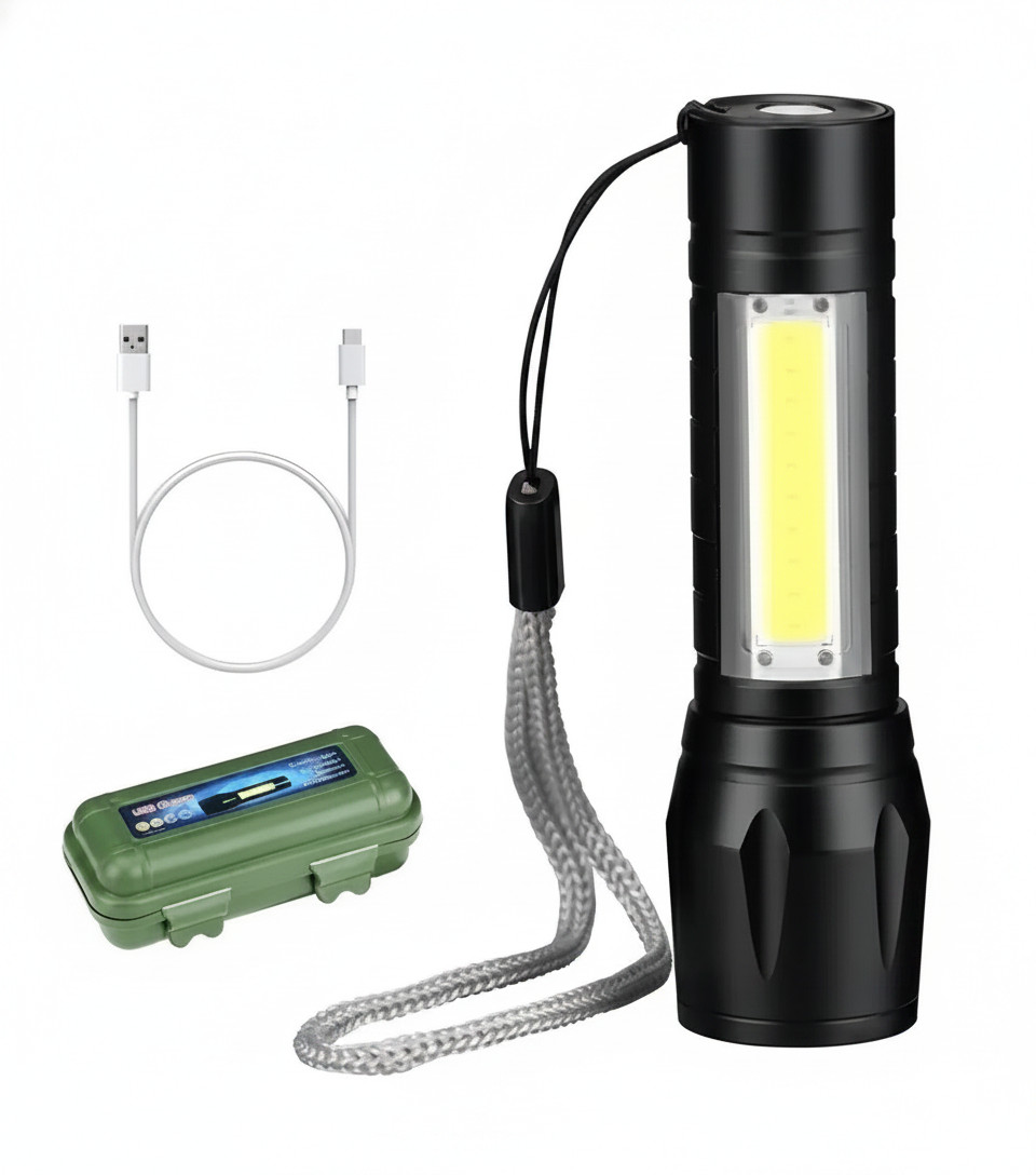 Linterna Táctica Recargable USB LED 400lm Resistente Agua y Polvo